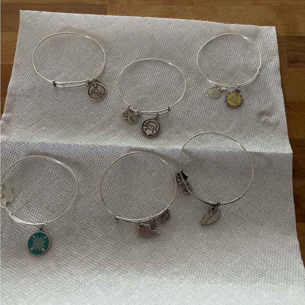 Lot of 6 Alex and Ani Sterling Silver bracelets